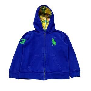 Vintage Polo Ralph Lauren Big Pony 3 Patch Full Zip Hoodie Youth 6